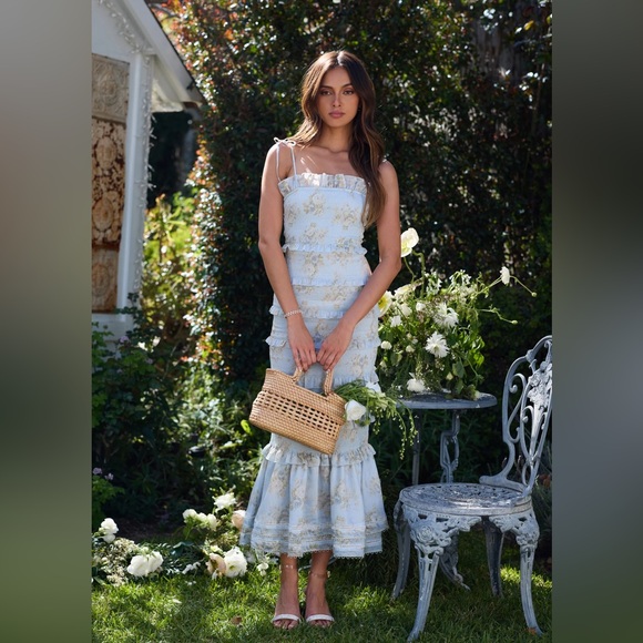 V chapman geranium dress in Victorian blue roses - Picture 3 of 6
